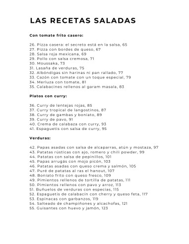 Índice del libro todas las recetas del 2023 - las recetas saladas