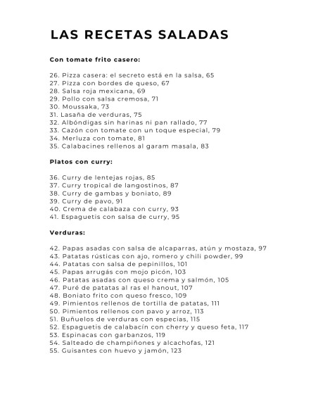 Índice del libro todas las recetas del 2023 - las recetas saladas