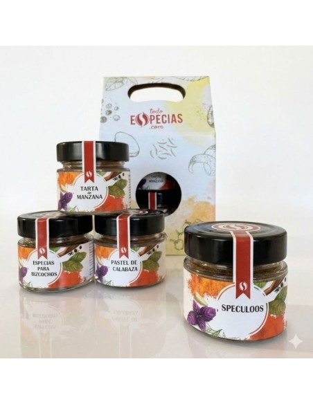 Pack especias para la repostería - Botes de Cristal - Incluye caja decorada de regalo