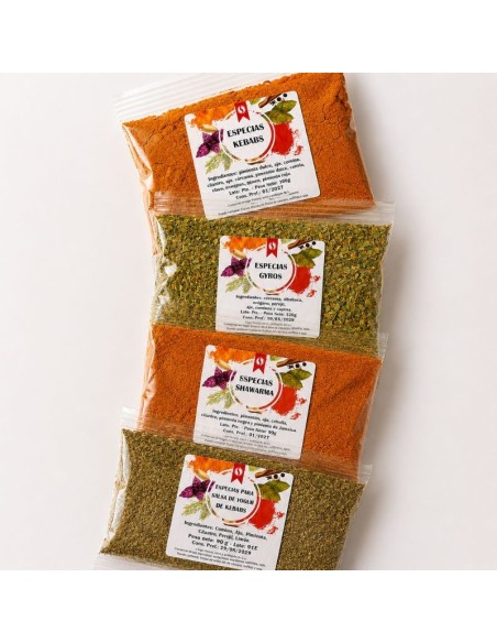 pack 4 muestras de especias para los amantes del kebab - bolsa 20g