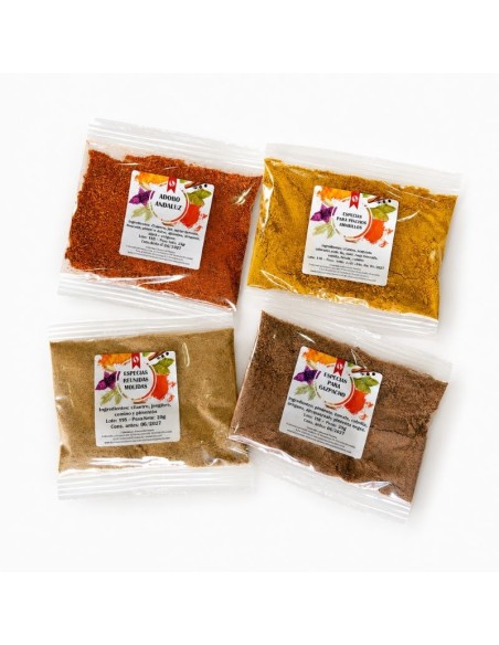 pack 4 muestras de especias típicas de andalucía
