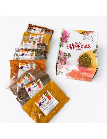 pack 8 muestras de especias del mundo - mezclas internacionales
